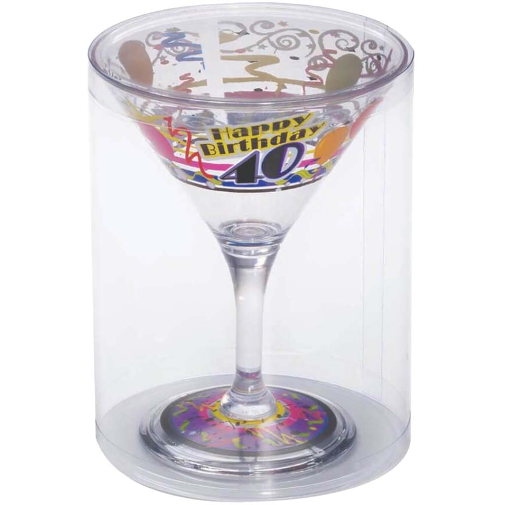 40Th Birthday Plastic Martini Glass