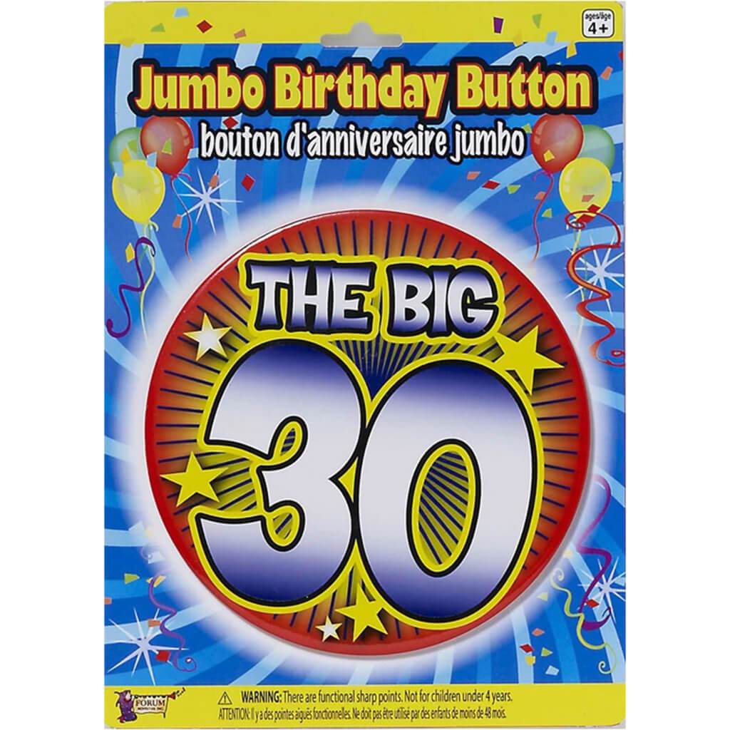 Jumbo Birthday Button Pin 30