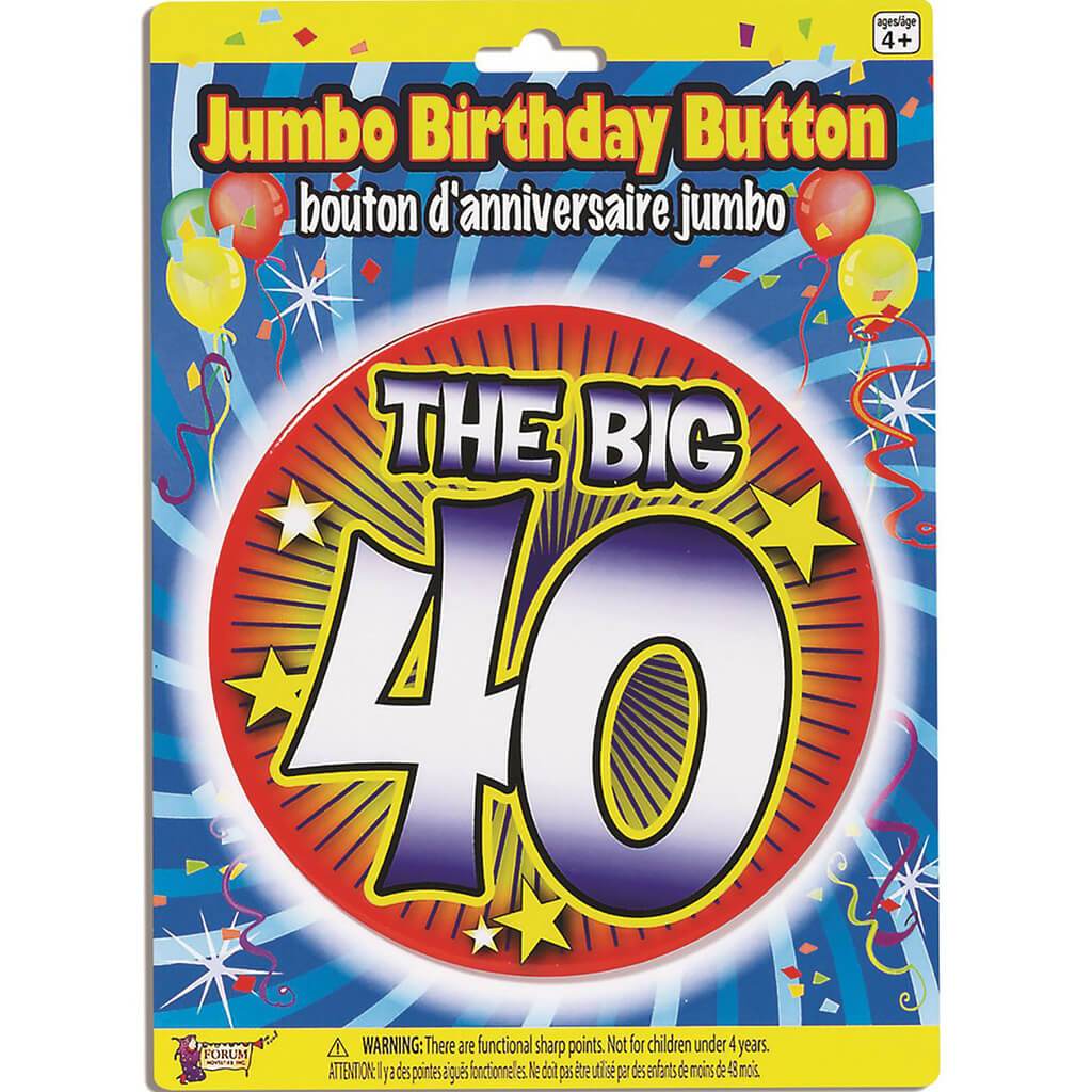 Jumbo Birthday Button Pin 40