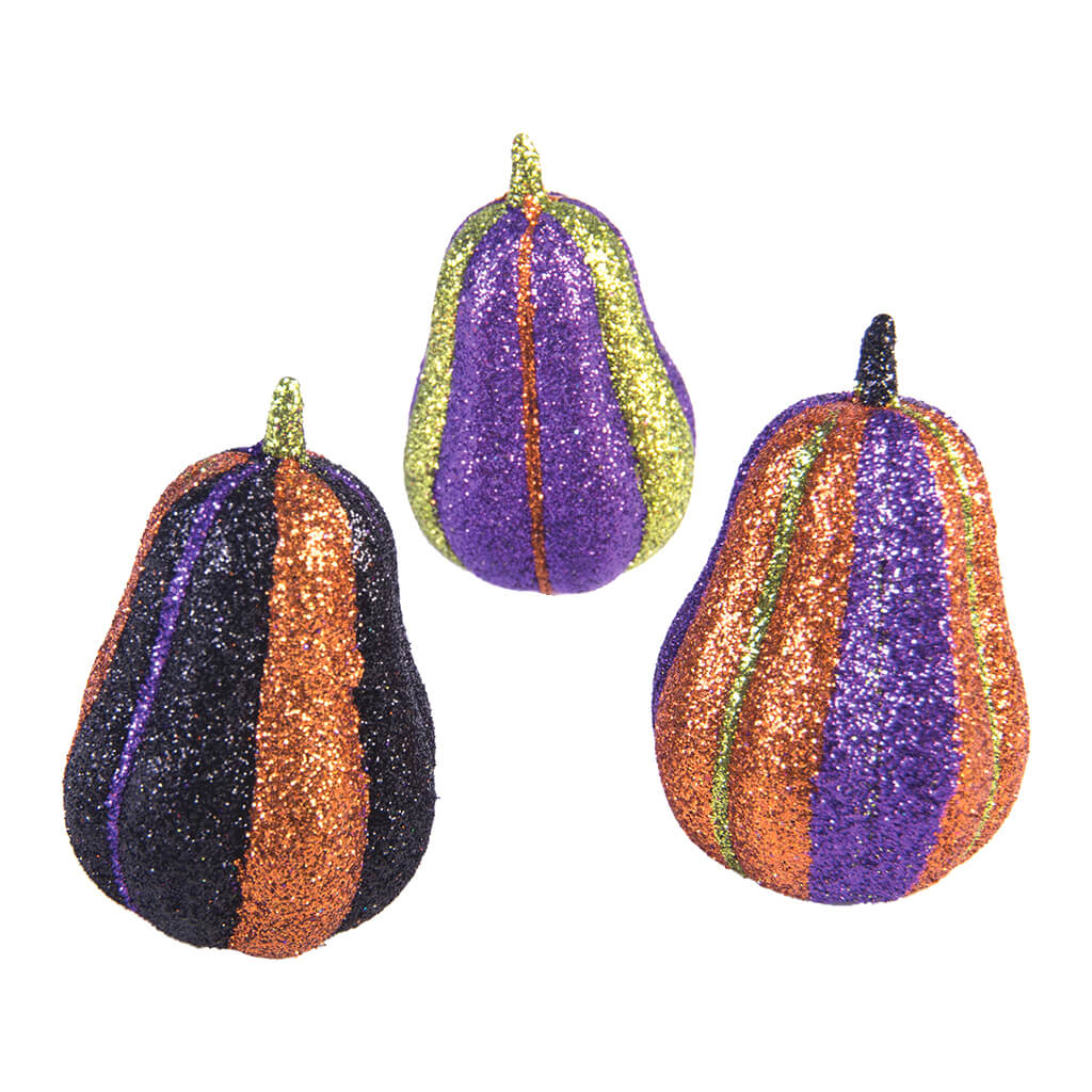 Glitter Decor Pumpkins Mini Set of 3 