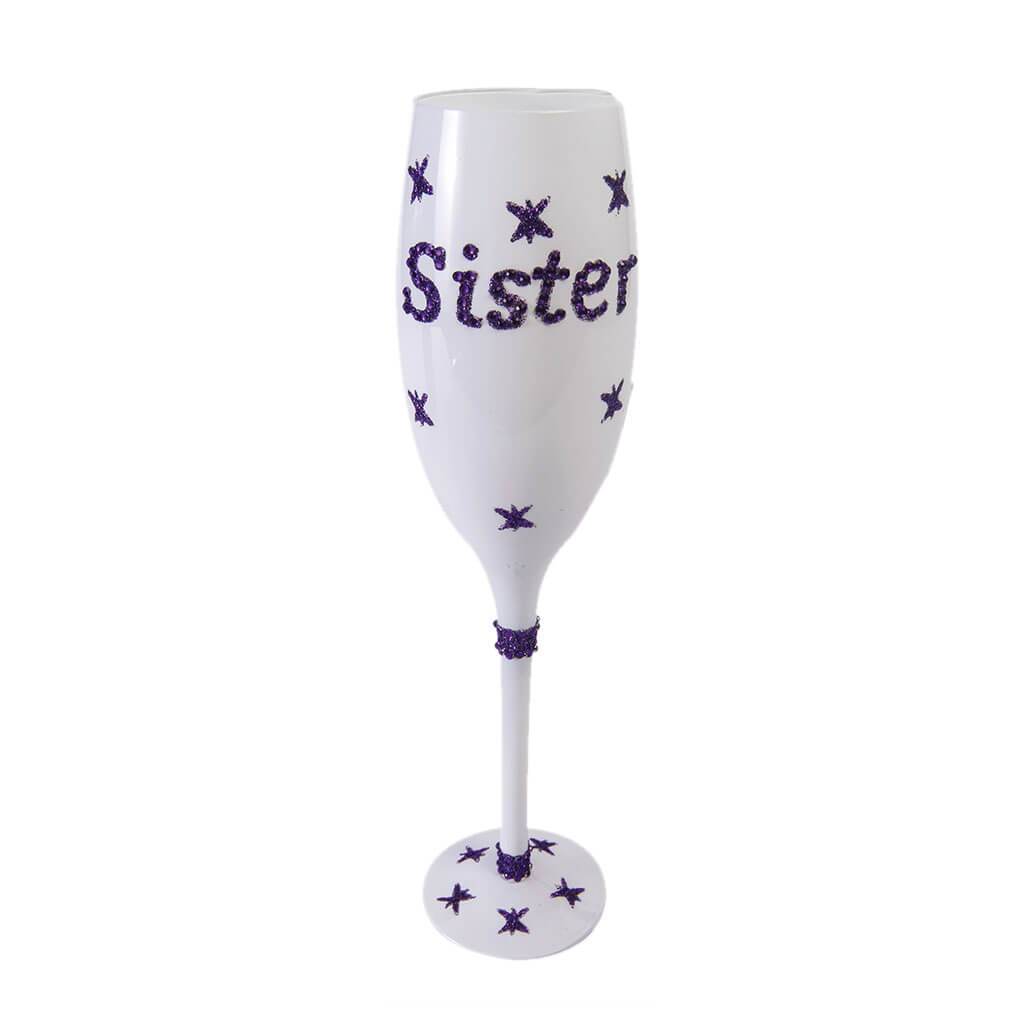 WHITE CHAMPAGNE GLASS SISTER 