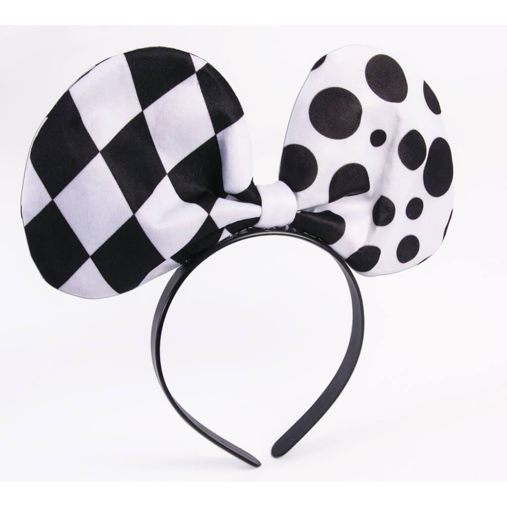 Harlequin Clown Tie Bow Headband 