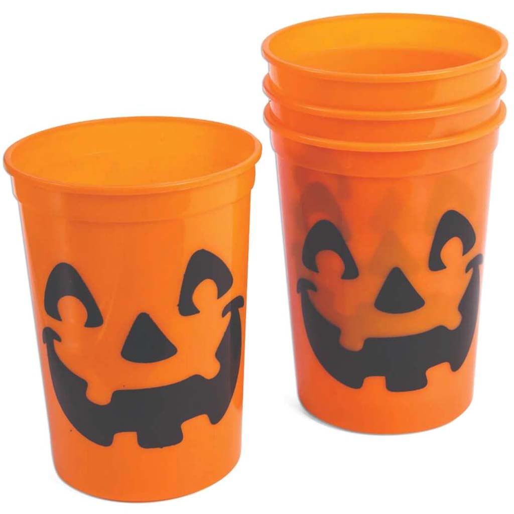 Pumpkin Plastic Cups 4pcs