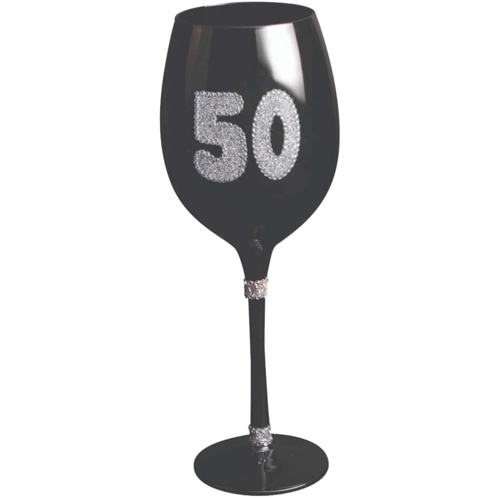 &quot;50&quot; Black Wine Glass