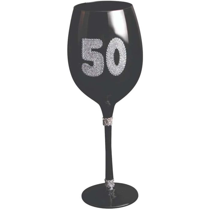"50" Black Wine Glass
