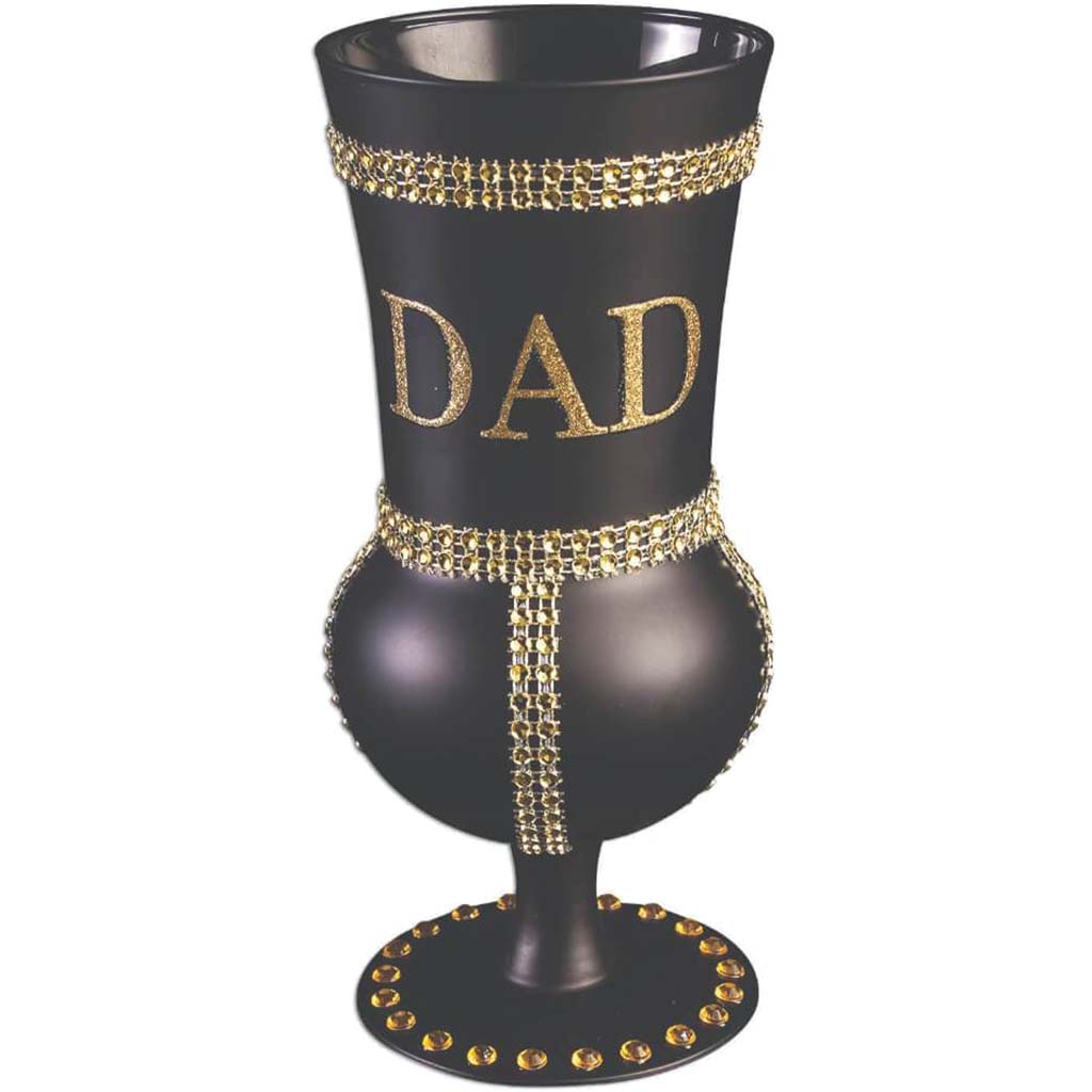 Dad Black with Gold Glass Goblet