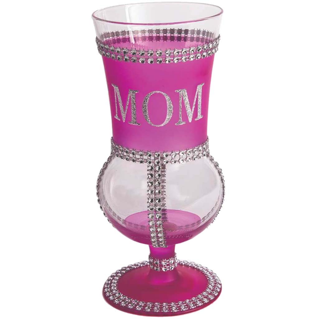 Mom Pink with Silver Glass Goblet