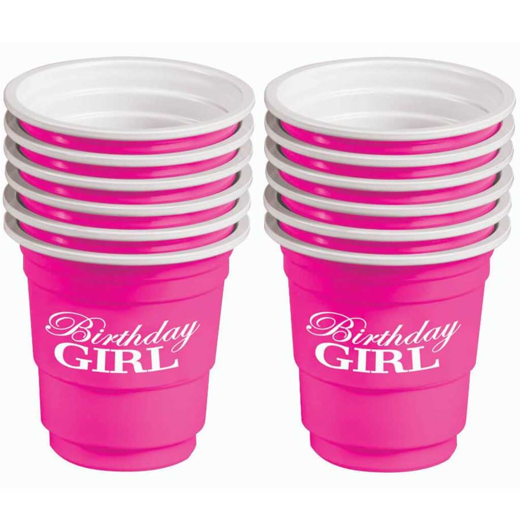 Birthday Girl Plastic Shot Glasses Set of 12