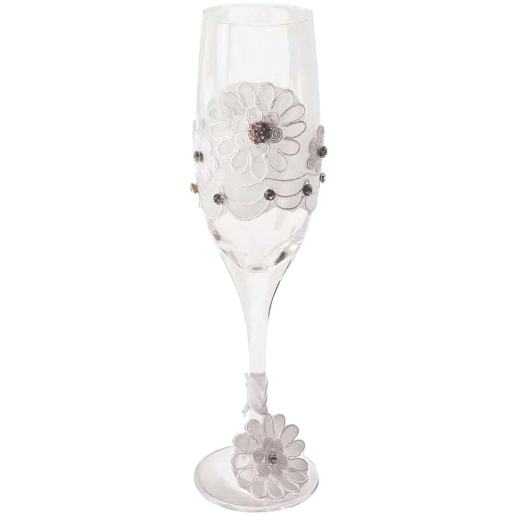 White/Gold with Lace Champagne Glass