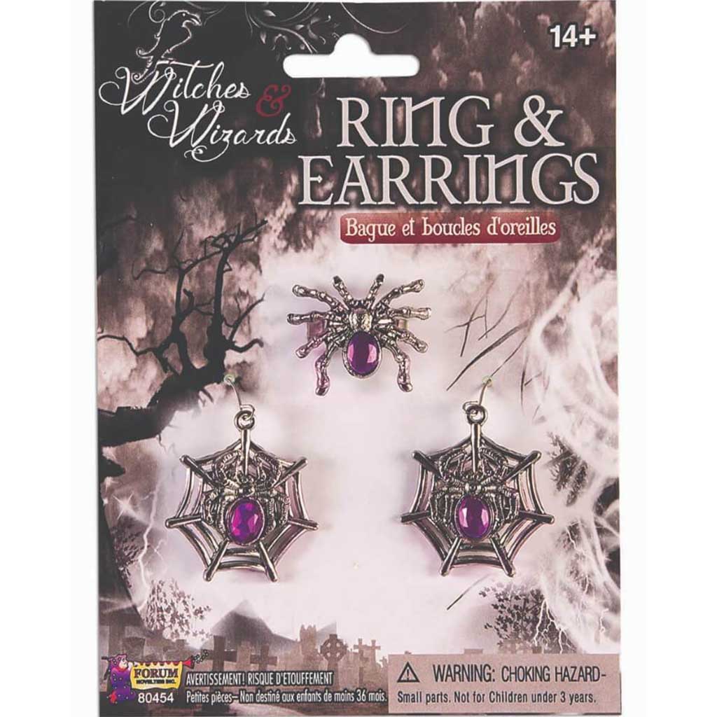 Spider Web Ring + Earring Set