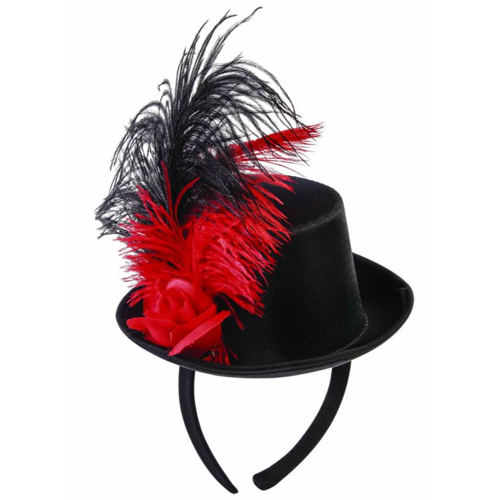 Mini Top Hat Headband with Feather 