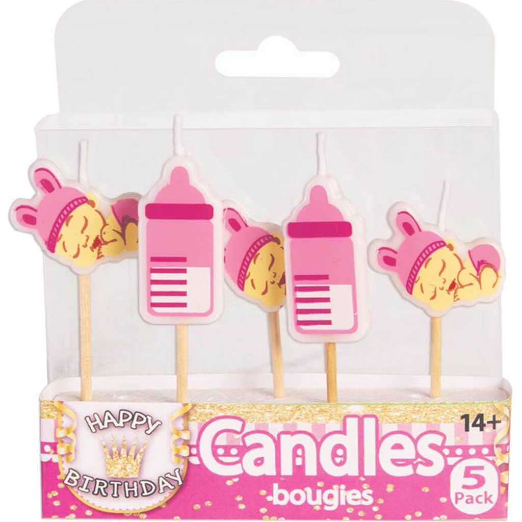 Pink Baby Birthday Candle Set