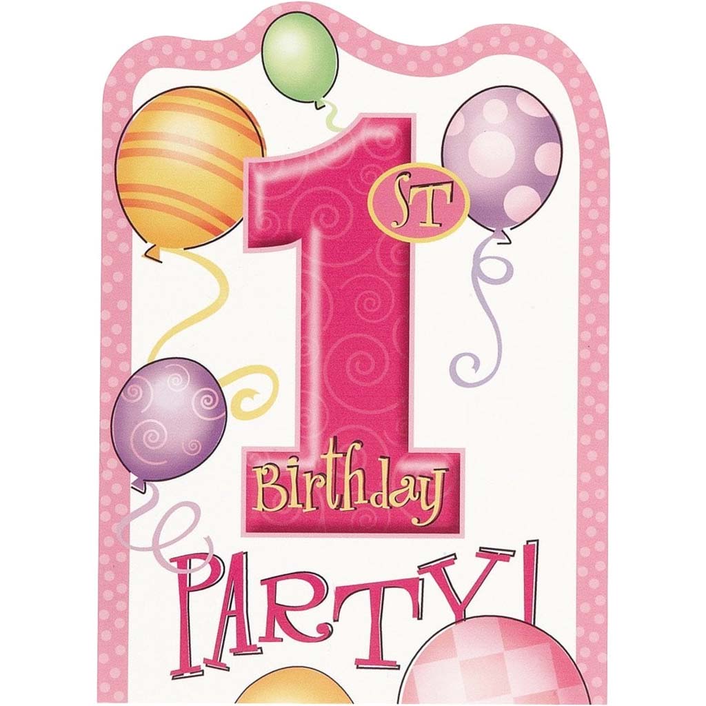 First Birthday Pink Invitations, 8ct 