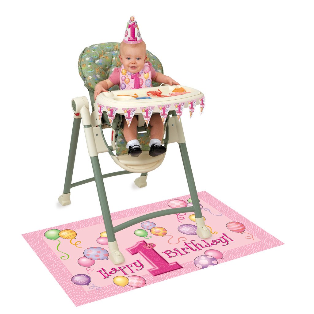 High Chair Kit, First Birthday Pink Balloons 