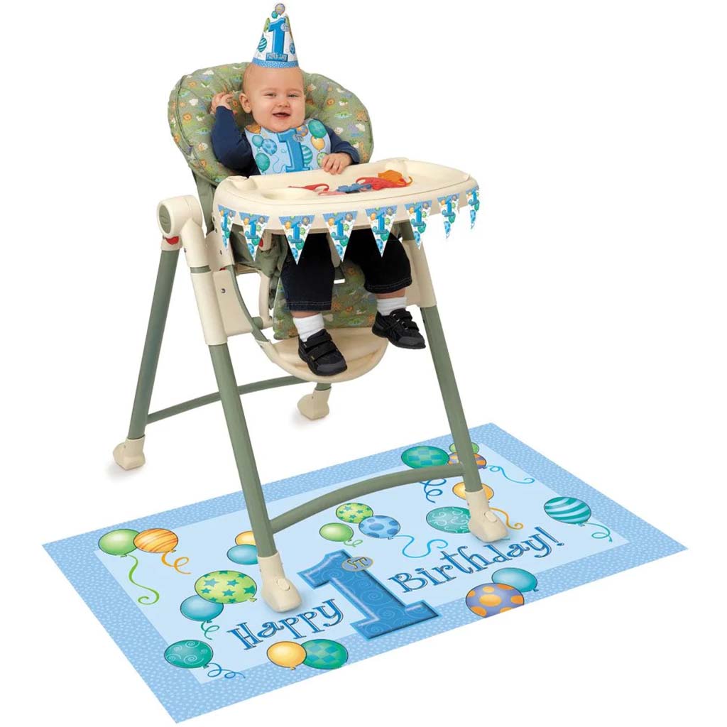 High Chair Kit, First Birthday Blue Balloons 