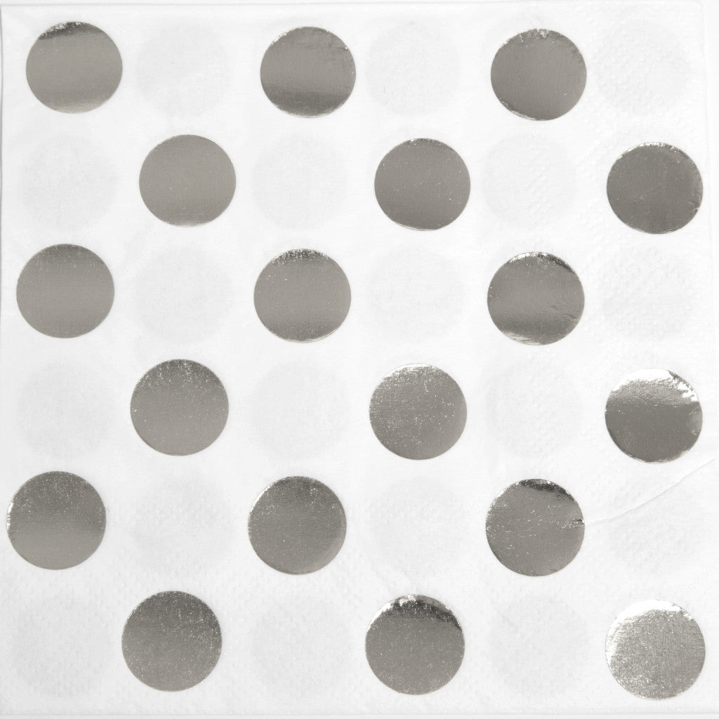 Silver Foil Dot Beverage Napkins, 16ct 