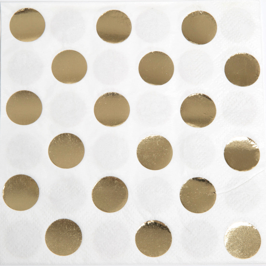 Gold Foil Dot Beverage Napkins, 16ct 