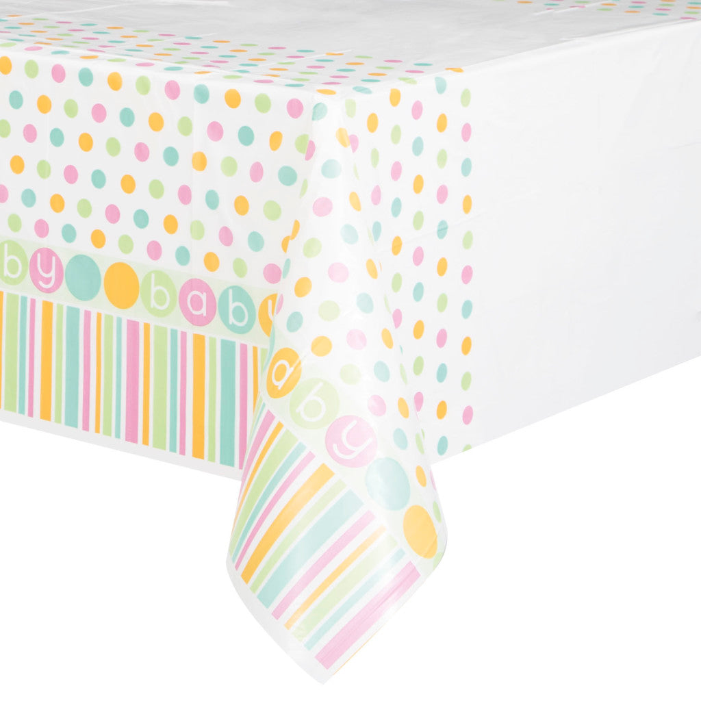 Rectangular Plastic Table Cover 54in x 84in, Pastel Baby Shower 