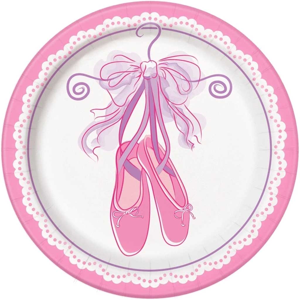 Round Dessert Plates 7in 8ct, Pink Ballerina 