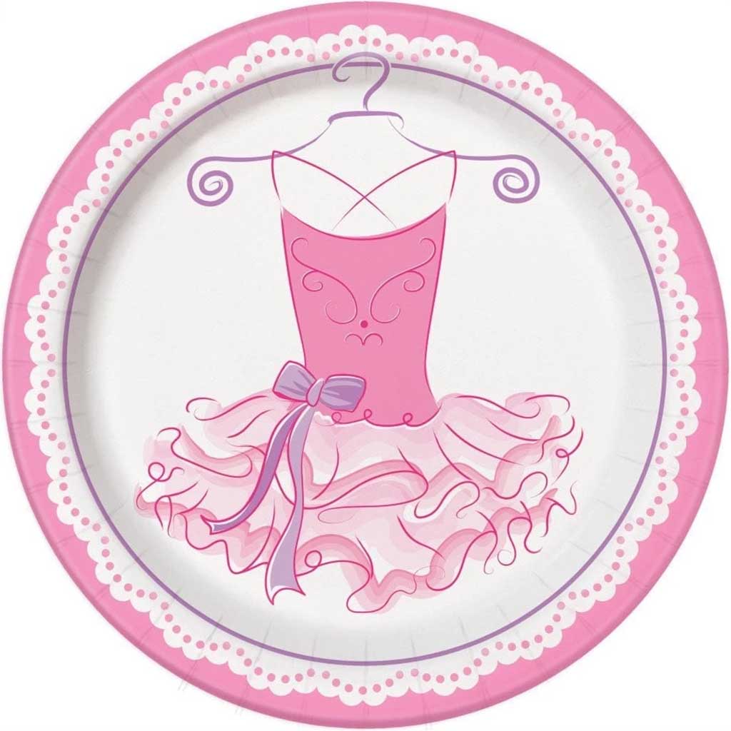 Round Dinner Plates 9in 8ct, Pink Ballerina 