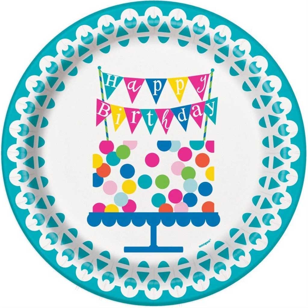 Round Dinner Plates 9in 8ct, Confetti Cake Birthday 