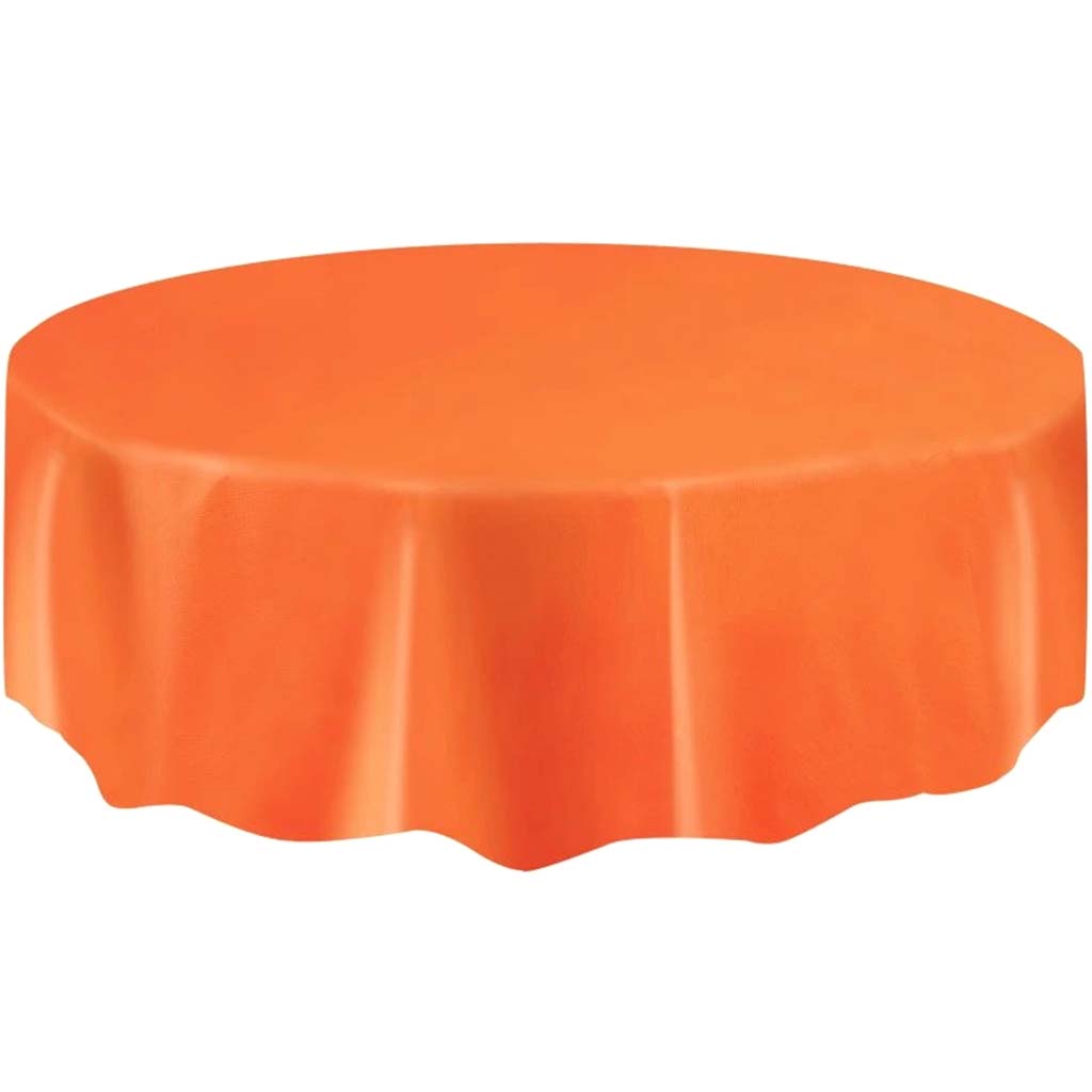 Plastic Table Cover 84in, Orange Solid 