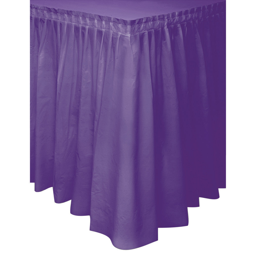 Plastic Table Skirt, 29in x 14ft, Purple 