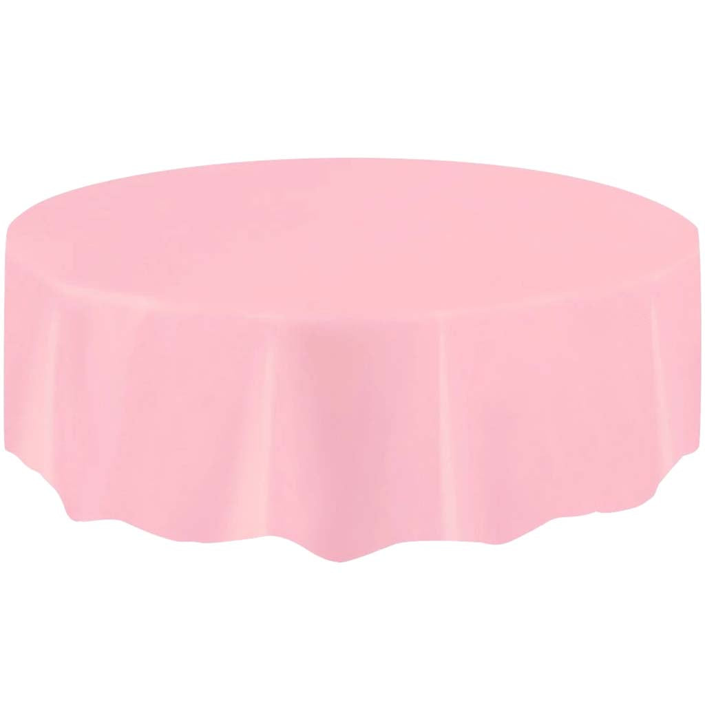 Round Plastic Table Cover 84in, Lovely Pink 