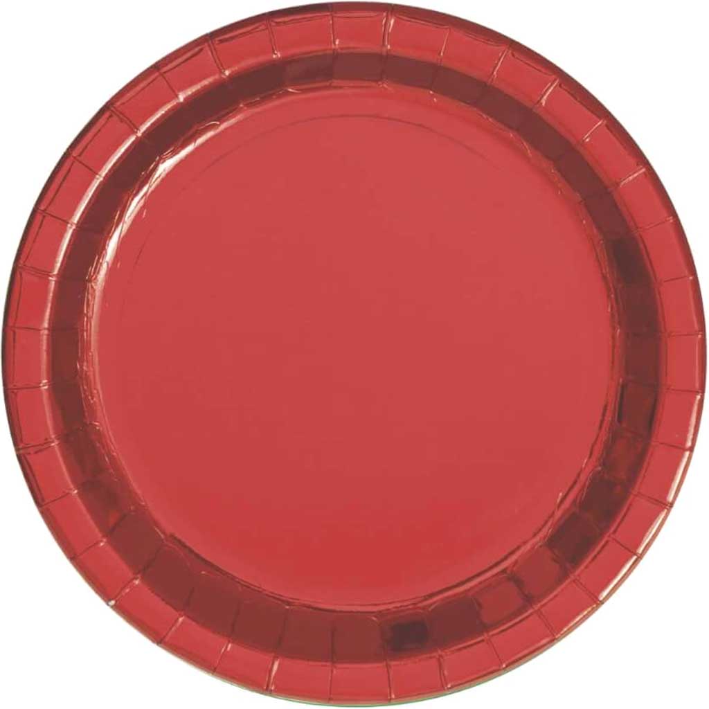 Red Round Dessert Plates 7in 8ct, 