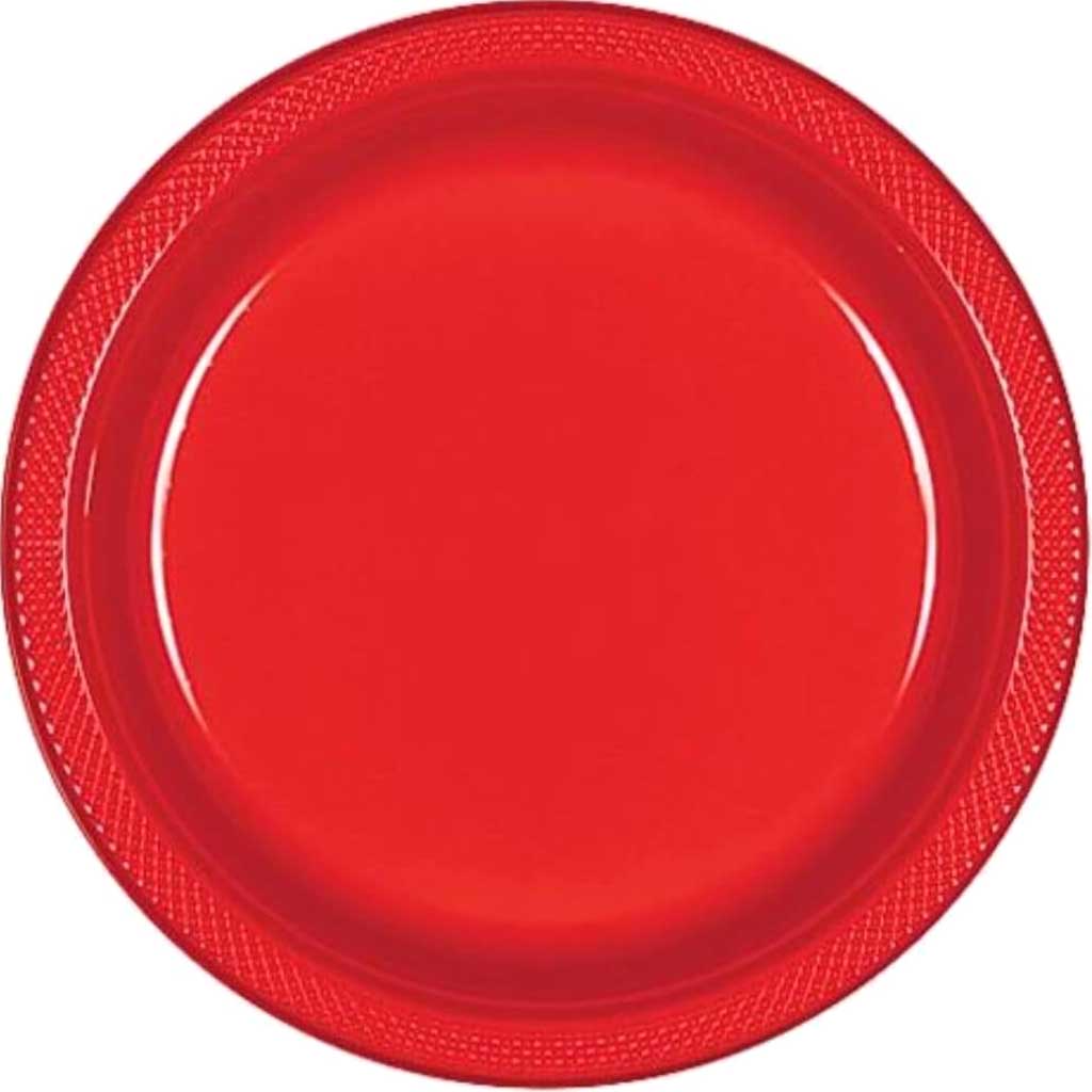 Red Round Dinner Plates 9in 8ct, 