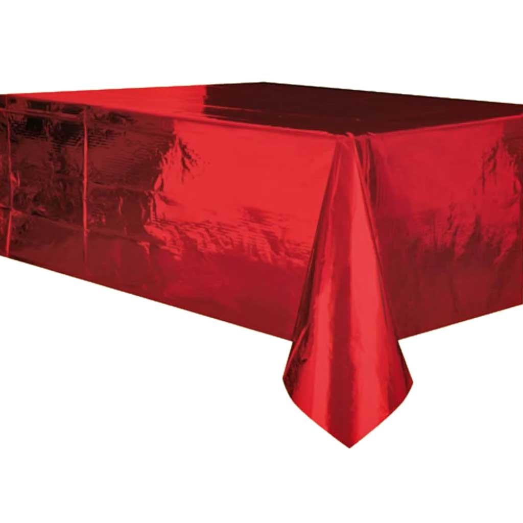 Rectangular Table Cover 54in x 108in Red Foil 