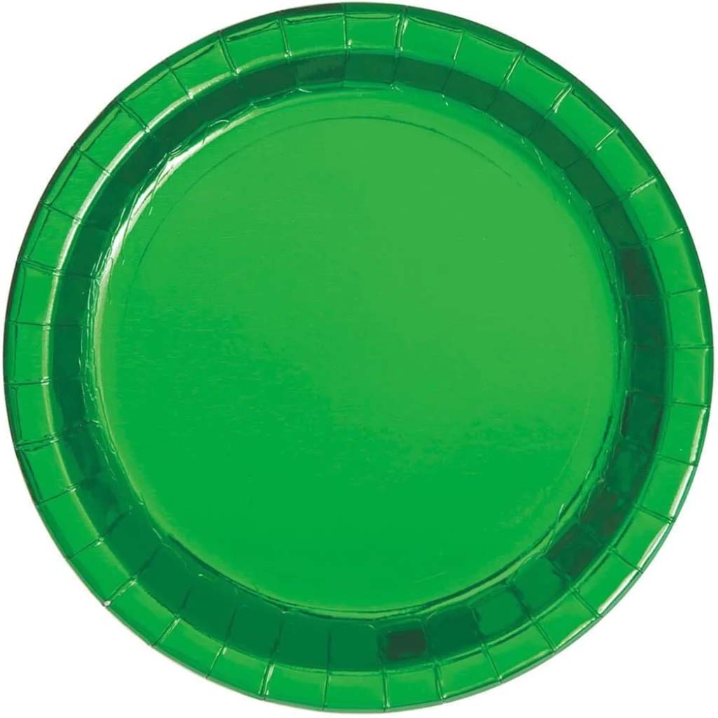 Green Round Dinner Plates 9in 8ct, 