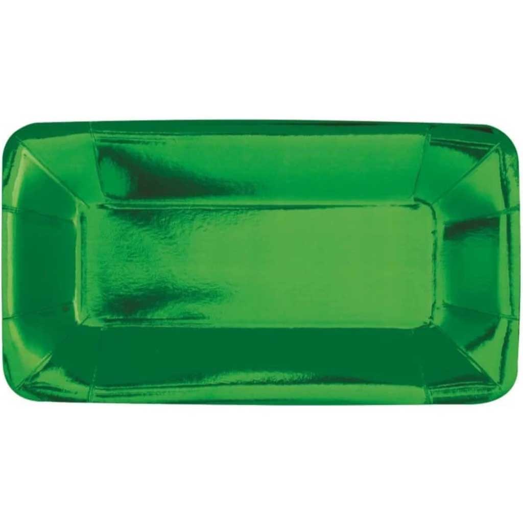 Green Rectangular Appetizer Plates 9in x 5in 8ct 