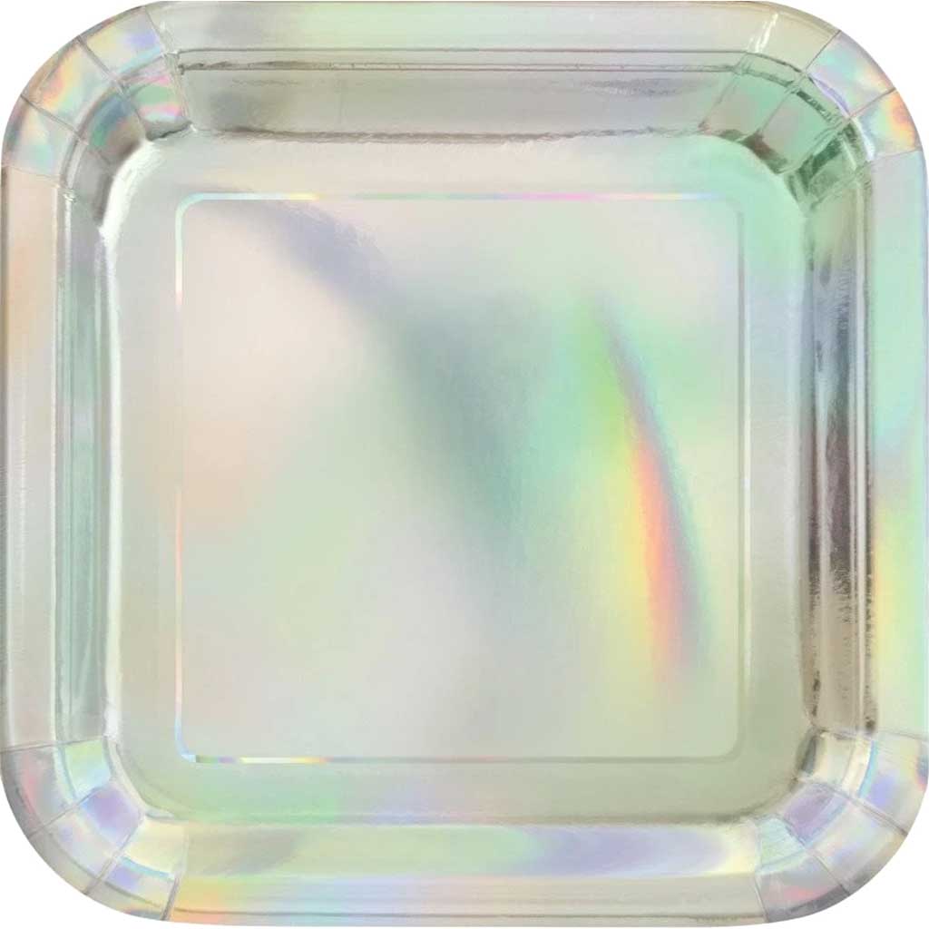 Square Dessert Plates 7in 8ct, Iridescent 