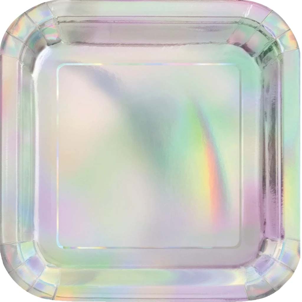 Square Dinner Plates 9in 8ct,Iridescent 