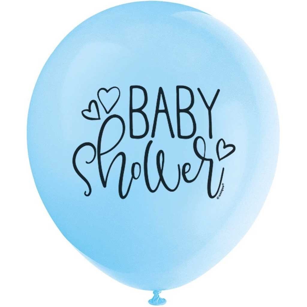 Latex Balloons 12in 8ct, Blue Baby Shower 