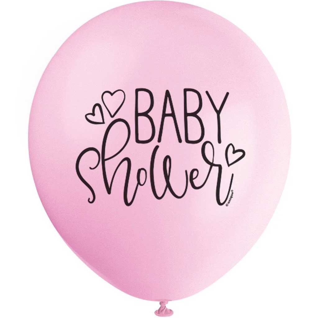 Latex Balloons 12in 8ct, Petal Pink Baby Shower 