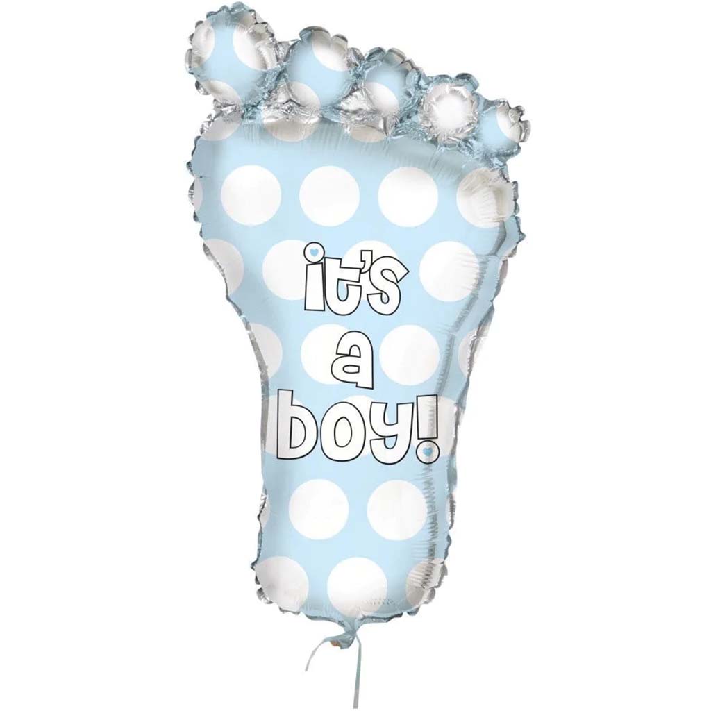 Giant Foil Balloon 31in, Baby Footprint It&#39;s a Boy 