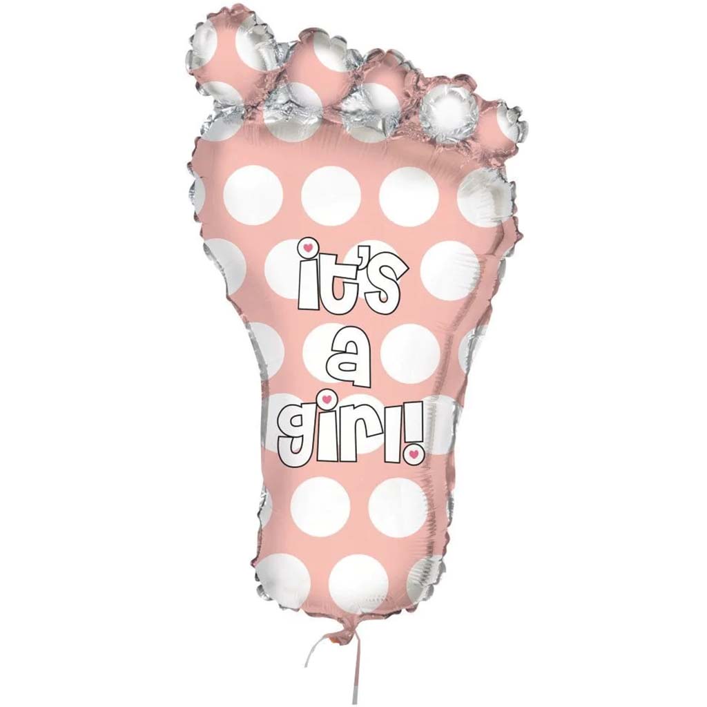 Giant Foil Balloon 31in, Baby Footprint It&#39;s a Girl 