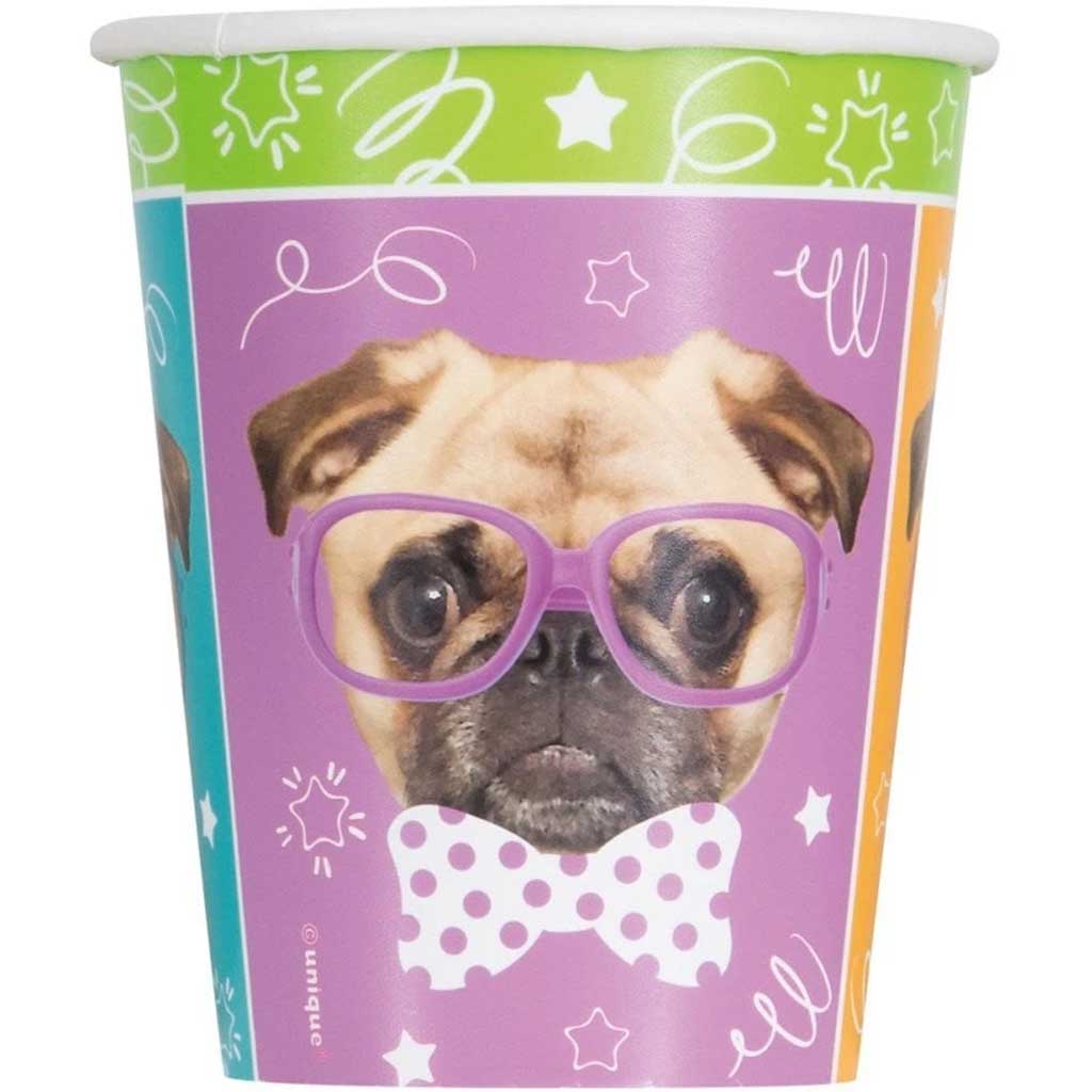 Pug Puppy Birthday 9oz Cups, 8ct 