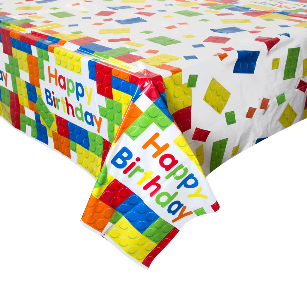 Rectangular Table Cover, 54in x 84in Building Blocks Birthday 