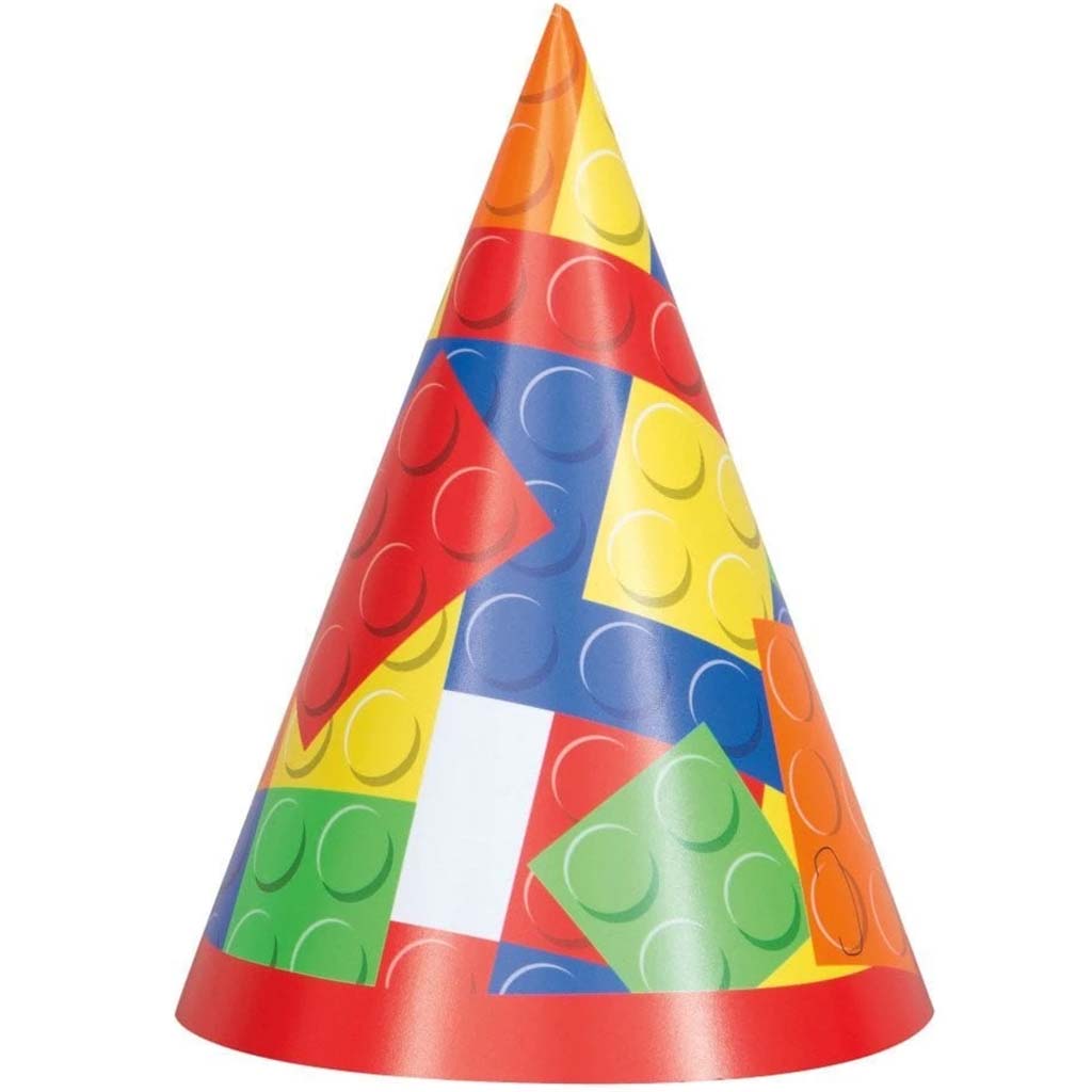 Building Blocks Birthdy Party Hat, 8ct 