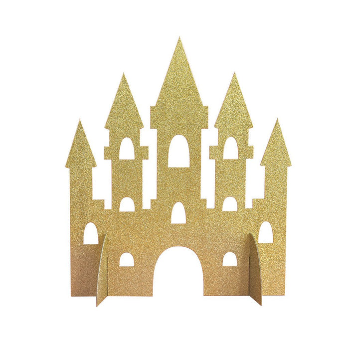 Centerpiece 14in, Gold Glitter Princess Castle 
