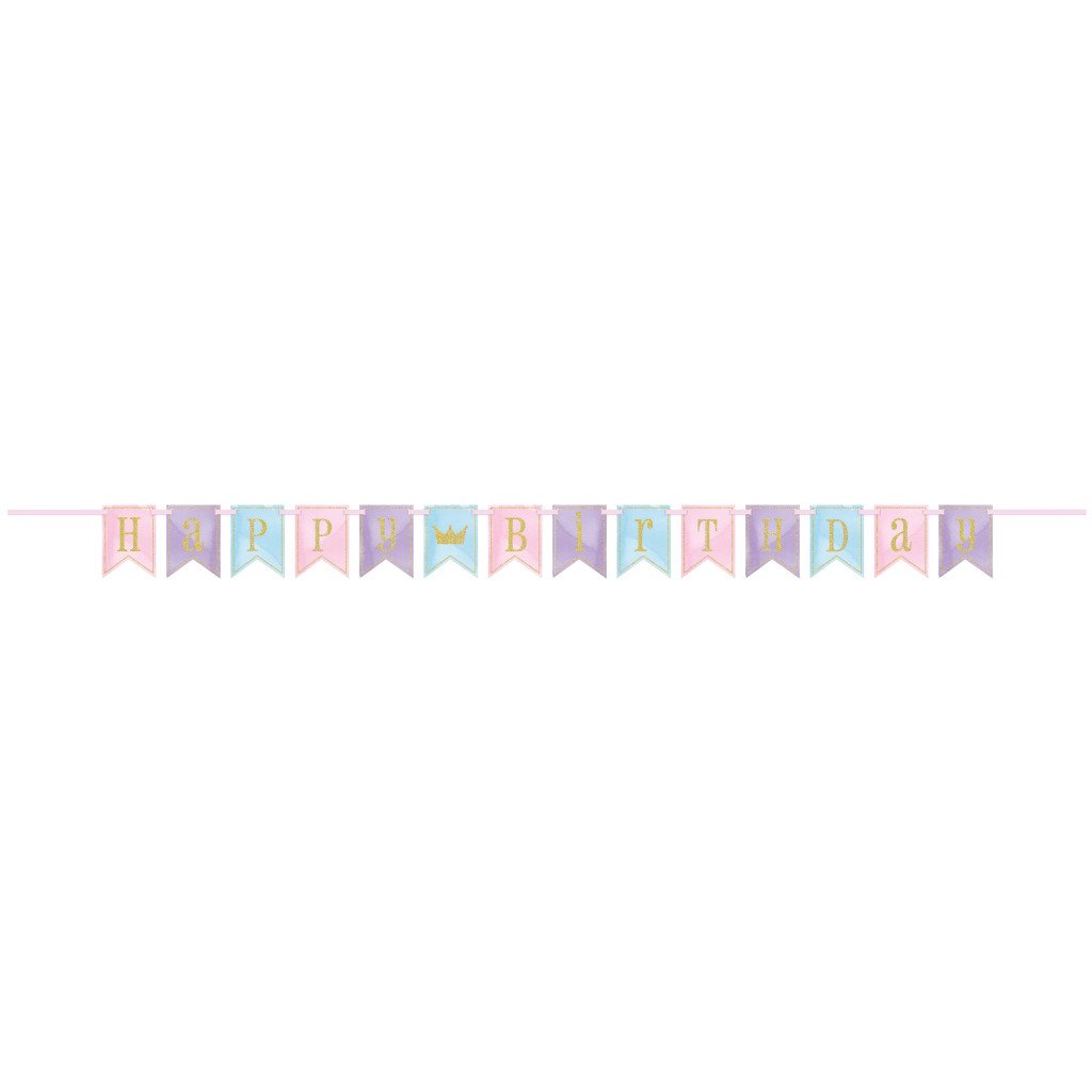 Pennant Banner 7ft, Glitter Magical Princess Birthday 