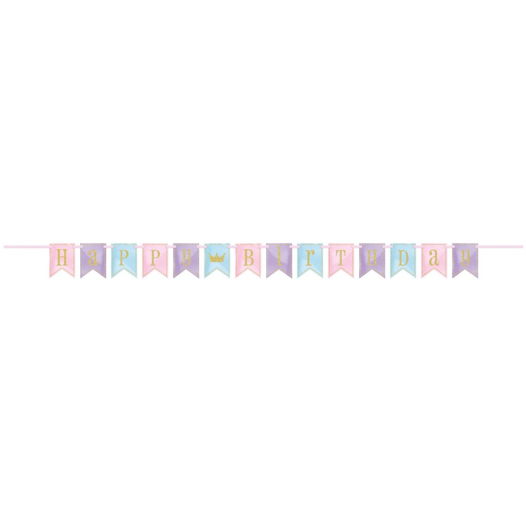 Pennant Banner 7ft, Glitter Magical Princess Birthday 