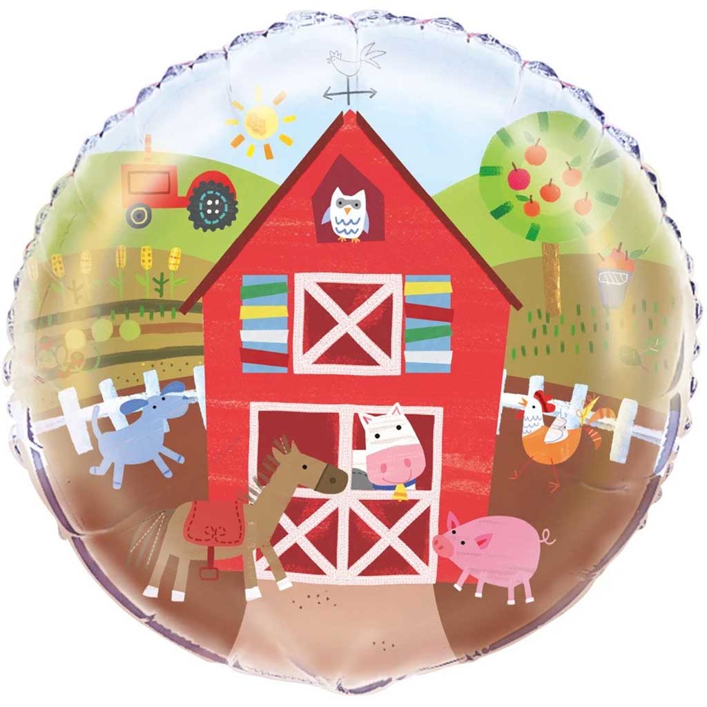 Round Foil Balloon 18in, Farm Party 