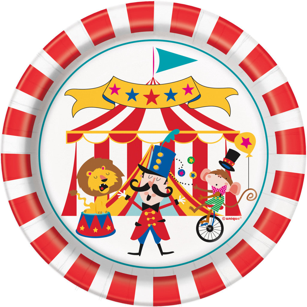 Round Dessert Plates 7in 8ct, Circus Carnival 