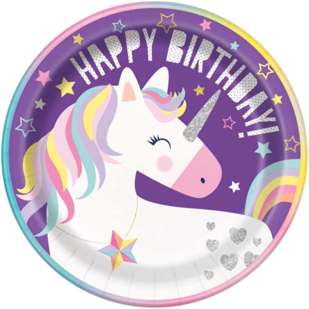 Unicorn Party Plates 8ct 9in