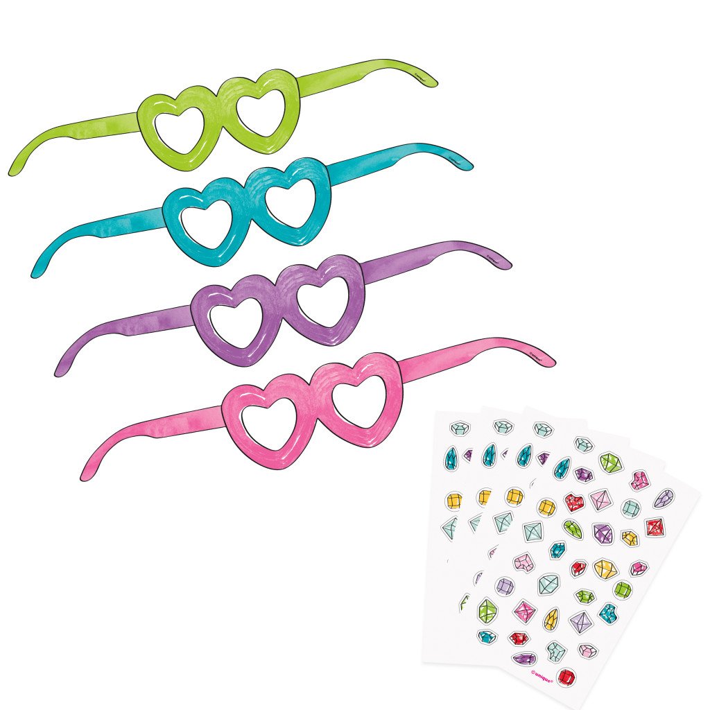 Craft Kit for 4 DIY Heart Glasses Party 