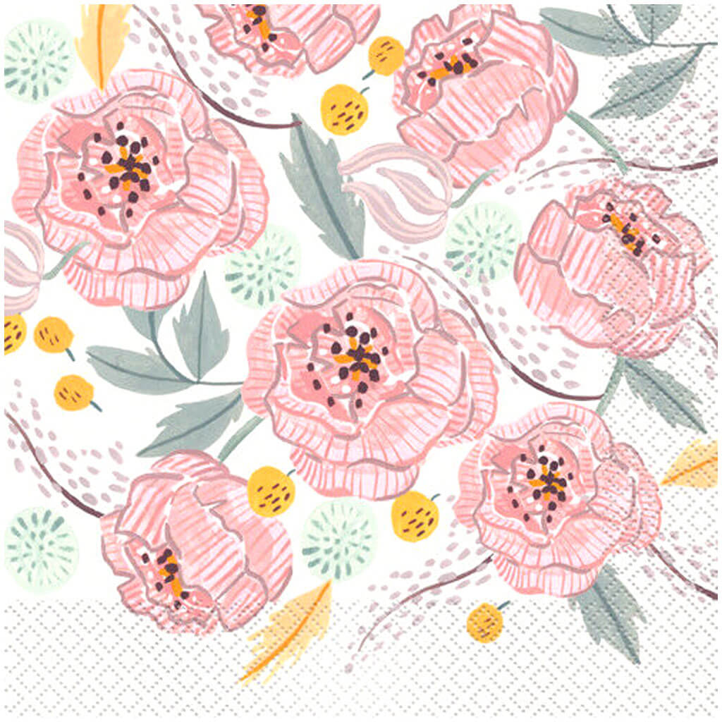 Painted Floral Luncheon Napkins 16ct